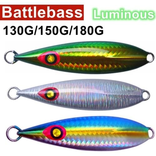 BATTLEBASS Slow jigs Artificial bait 130G/150G/180G Glow Metal jigs Sinking Japan Jigging lure Luminous Saltwater fishing bait