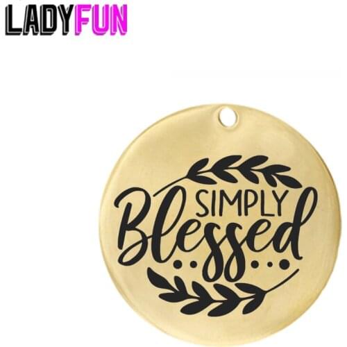 Bless Charms Stainless Steel Simply Blessed Charm Pendant Wholesale Jewelry Lots Handmade Accessories