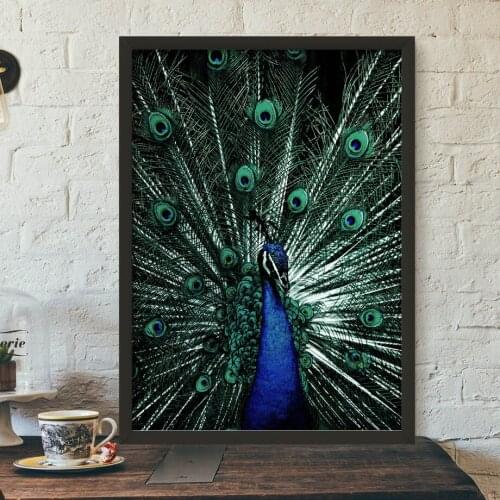 Blue peahen Feather Quote Landscape Wall Art Canvas Painting Nordic Posters And Prints Wall Pictures For Living Room Home Decor