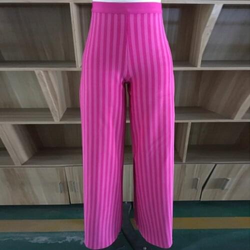 Striped Bandage Wide Leg Pants Women Casual Loose Fashion Elastic Streetwear Pants