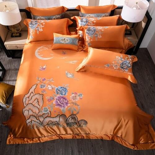 Egypt Cotton Silky Embroidery Jacquard Duvet Cover Luxury Satin Bedspread Bedding set Queen Duvet Cover Bed Sheet Pillowcases