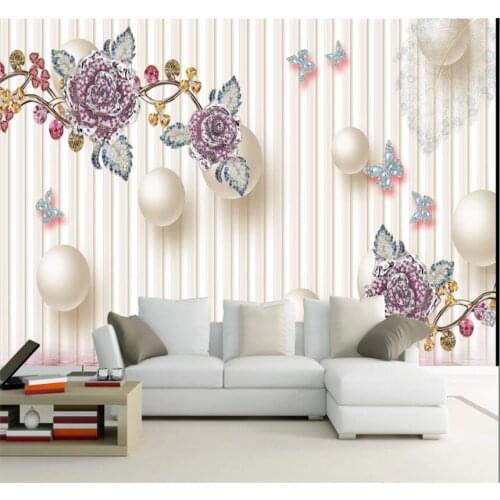 XUESU Custom 5D photo wallpaper diamond jewelry flower 3D stereo background wall 8D waterproof wall covering