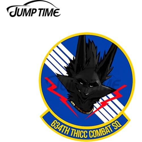 JumpTime 13 x11.2cm For Thicc Combat Squadron Badge Car Sticker Decal Vinyl Military Waterproof Bumper Doors Windows Accessories