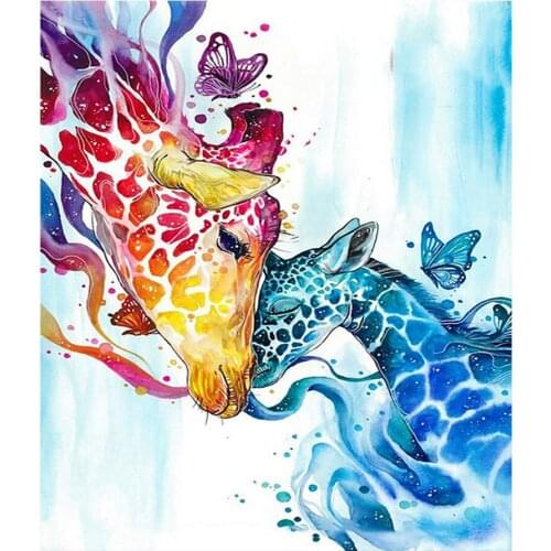 Giraffe Mother and Child Oil Diamond Painting Round Full Drill Cartoon Animal Nouveaute DIY Mosaic Embroidery 5D Cross Stitch