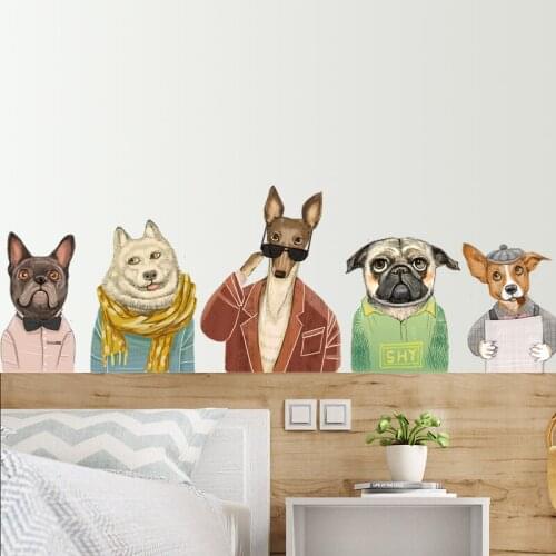 Creative Cute Dog Wall Stickers Teen Living Room Bedroom Decor Aesthetic Decals Animal Kids Room Wall Decor DIY Wallpaper Mural