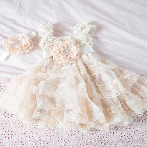 Ivory Lace Flower Girl Dress -Ivory Lace Baby Doll Dress/Rustic Flower Girl/-Vintage Wedding-Shabby Chic Flower Girl Dress