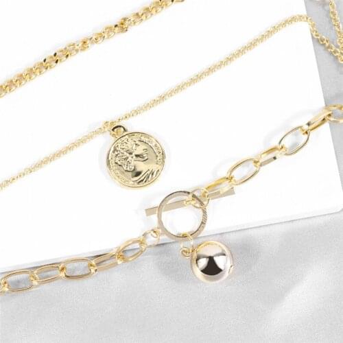 KSRA 2020 New Fashion Portrait Simple Pendant Necklace Personality Creative Bells Pendant Necklace Alloy Portrait Jewelry