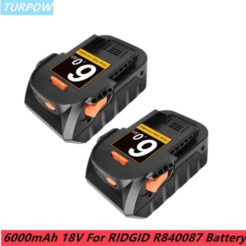 Turpow 6.0Ah 18V Li-ion For RIDGID R840083 R840085 R840086 R840087 Rechargeable Power Tool Battery Series AEG Series Battery