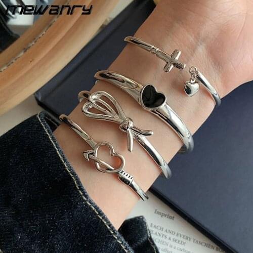 Mewanry 925 Sterling Silver Love Bow Bracelet for Women Korean New Fashion Vintage Temperament Party Jewelry Birthday Gifts