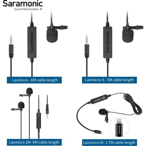 Saramonic LavMicro Series Broadcast-Quality Lavalier Omnidirectional Microphone for camera camcorder Smartphone recorders