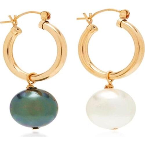 Boho fashion natural pearl earrings copper ring baroque 2019 high jewelry statement earrings for women add charm Christmas gifts