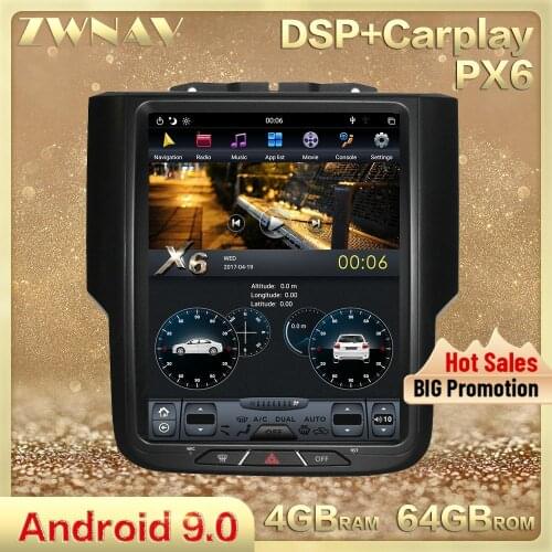 Tesla Style BIG Screen Android 9.0 car multimedia player For Dodge RAM 1500 2014 2015 2016 2017 2018 car radio stereo head unit
