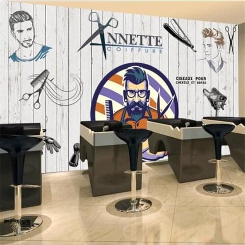 Beibehang Custom wallpaper 3d mural retro vintage wooden wall from beauty shop hairdresser background wall paper papel de parede