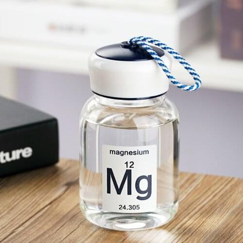 Single Layer Glass Cup Fashion Round Handy Small Bottles Student Cartoon Lovely English Couple with Rope Water Cup