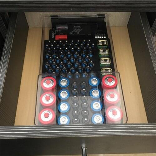 CPDD Battery Organizer Holder, 93 Batteries Storage Containers Box Case with Tester Checker， Holds AA AAA C D Cell 9V 3V