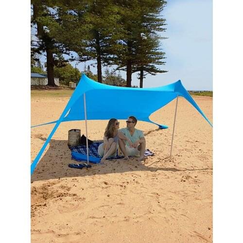 Beach Tent Canopy Sun Shade UPF50 Pop Up Sun Shelter With Poles Convenient Awning Beach Lycra Canopy Sunshade Pergola