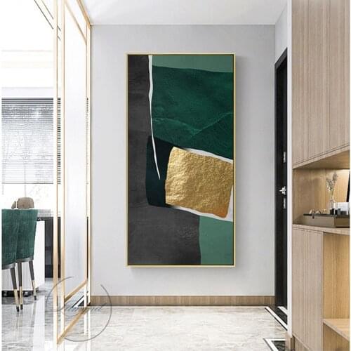 Green Gold Line Geometric Abstract Art Prints Canvas Painting Marble Splash Ink Posters Nordic Bedroom Decoration Wall Pictures