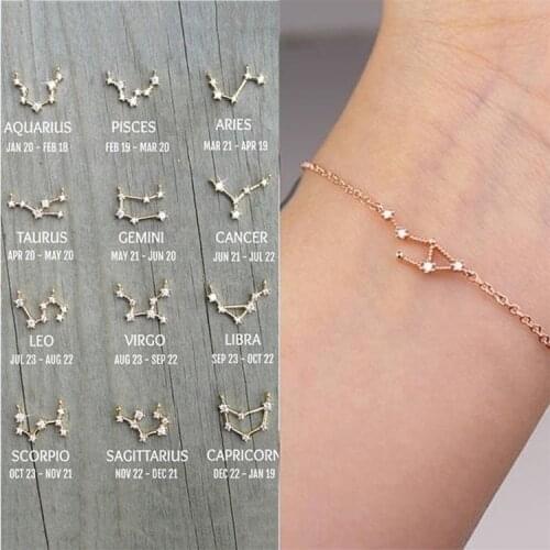 Constellation Simple Bracelets for Women Charm Zodiac Pattern Chain Bangles Baby Birthday Bracelet Jewelry Gift