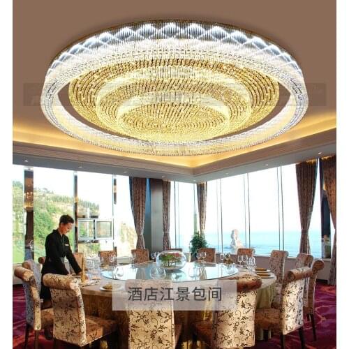 Luxury villa hotel project crystal lamp circular atmosphere club sales department lobby LED ceiling lighting custom