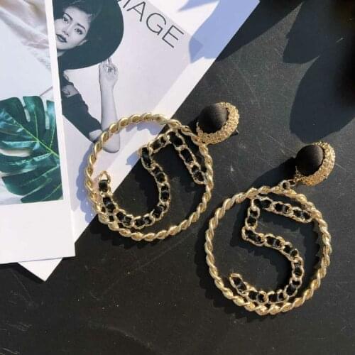 Korean letter number 5 handmade drop big circle earring for women