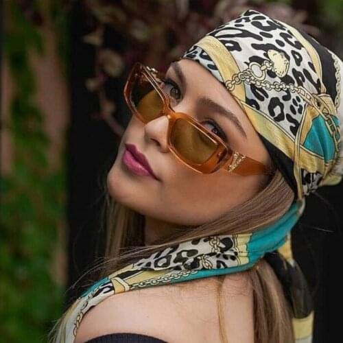 New color leopard print rectangular square womens sunglasses fashion narrow color sunglasses retro sexy V ladies glasses UV400