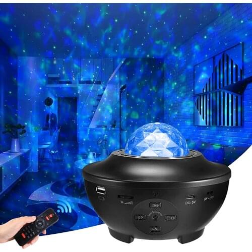 Starry Night Light Projector Light for Bedroom Galaxy Lamp Ocean Wave Projector with Remote Control & Bluetooth Music Speaker