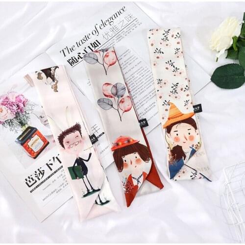 Spring Design Skinny Scarf Women Luxury Brand Bag Scarves Hair Neck Silk Scarf For Ladies Foulard Headband SJ452