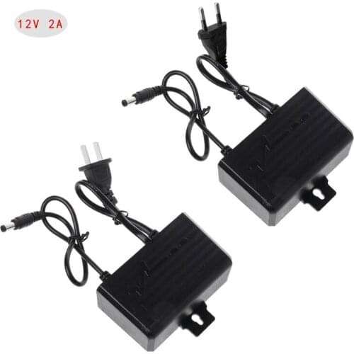 Power Supply AC DC Charger Adapter 12V 2A EU US Plug Waterproof Outdoor for Monitor CCTV CCD Security Camera