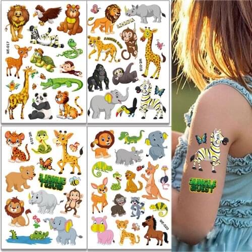 Ungle Party Animal Waterproof Tattoo Temporary Tattoos Sticker Party Decorations Children Living Room Sticker Decor Supplies