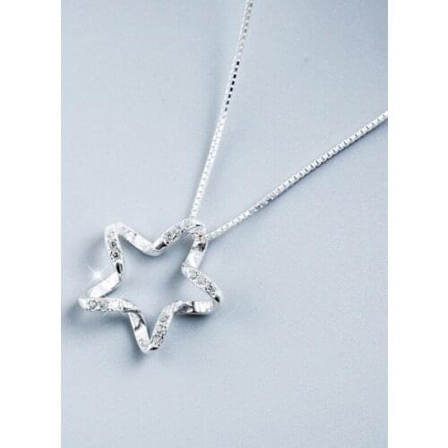 Star Zircon Korea Simple Wild Cute 925 Sterling Silver Clavicle Chain Temperament Personality Trendy Female Necklace SNE218