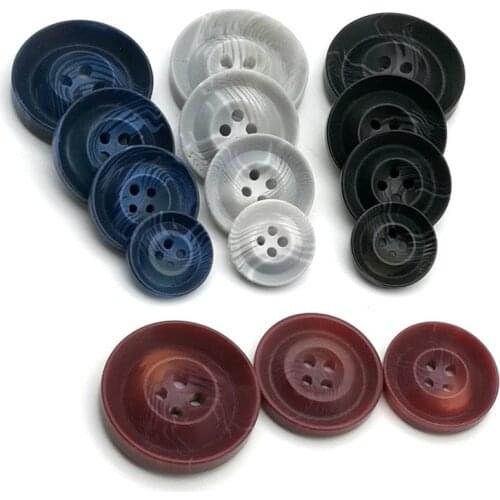 10pcs/bag Four-eye Round Buttons Resin Pattern Coat Buttons Windbreaker Shirt Suit Buttons