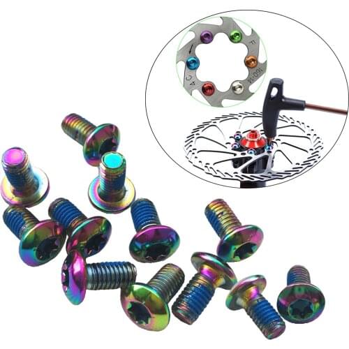 12pcs Bicycle Disc Brake Rotor Screw Bolts M5x8mm MTB Bike Parts Bike Water Bottle Cage Screws Mountain Hardware Road Bike