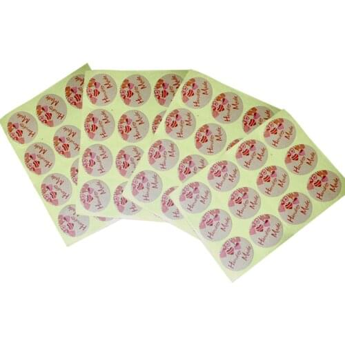120pcs/pack Round Hand Made Love Self-adhesive DIY Multifunction Paper Labels Sealing Stickers