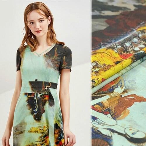 130cm wide silk linen fabric 35mm printed linen silk fabric meter digital printing natural linen fabric who wholesale silk cloth