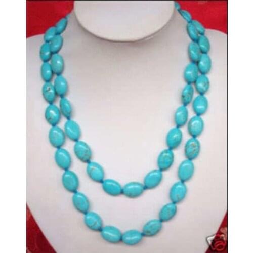 13x18MM blue Necklace 32" LL002^^^@^Noble style Natural Fine jewe