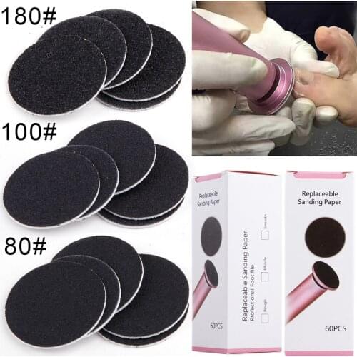 60Pcs/Box Replacement Sandpaper Pad Disks Electric Foot File Callus Remover Machine Foot Pedicure Discs Sanding Paper Accessory
