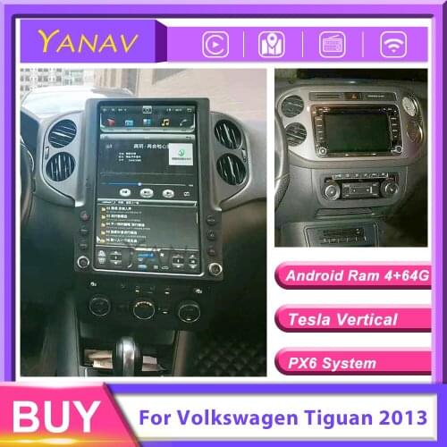 13.6 inch vertical screen 2 din car radio audio DVD player for Volkswagen Tiguan 2013 tesla style GPS navi multimedia player