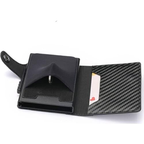 BISI GORO 2021 New Card Holder Carbon Fiber PU Leather Coin Wallet RFID Blocking Men and Women Card Case Travel Drop-shipping
