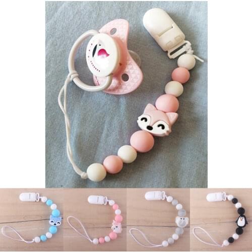 Cute BPA Free Silicone Animal Pendant Pacifier Clips Chain Nipple Holder for Infant Baby Shower Gift Baby Accessories