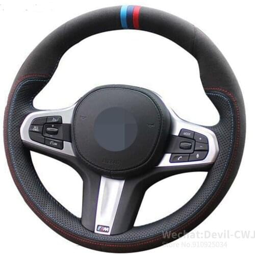 Car Steering Wheel Cover For BMW M Sport G20 G30 X5 G31 G32 X4 G21 X3 G05 G01 G02 G14 G15 G16 Black Soft Suede Alcantara Leather