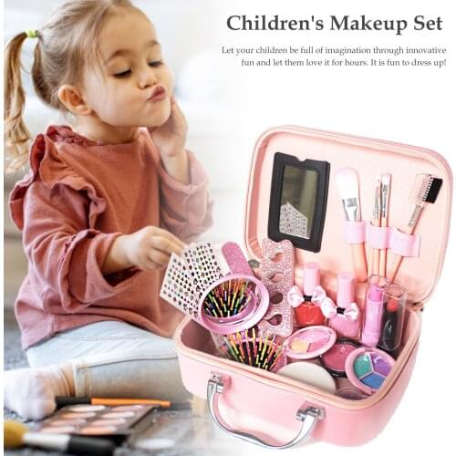 Pretend Play Kids Cosmetics Make Up Set Washable Beauty Makeup Box Baby Gift Toys Safe Princess Girls Makeup for Girls Birthday