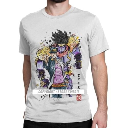 Mens T Shirt Bizarre Adventure Watercolor Cool Tees Jojos Bizarre Adventure Anime Jjba Manga T Shirts Harajuku Tops