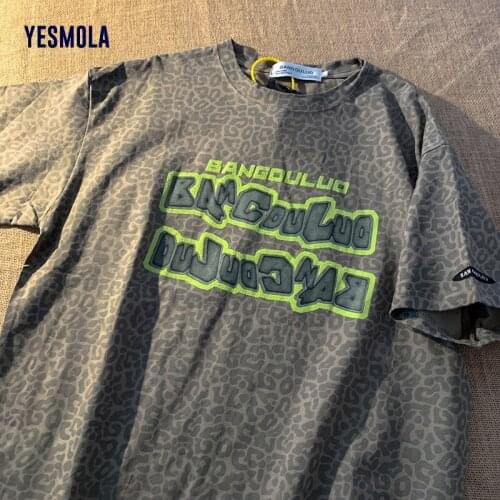 YESMOLA Leopard Short Sleeve T-shirt for Women Long Casual T-shirt Summer Long Women Short Sleeve O-neck Pullover Tops
