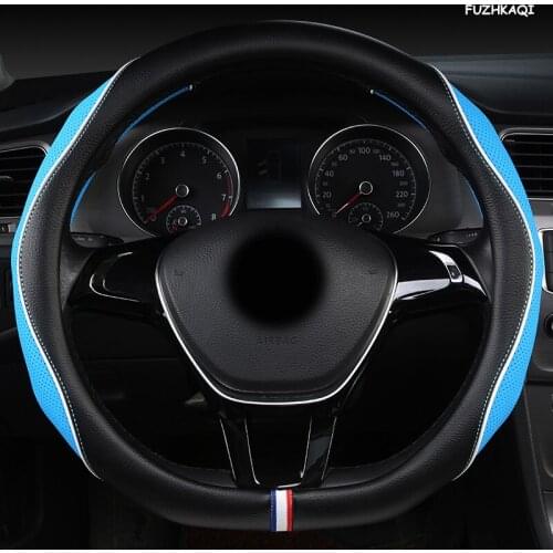 FUZHKAQI Leather Car Steering Wheel Cover For Renaults Duster Megane 2 3 koleos Logan sandero Scenic 2