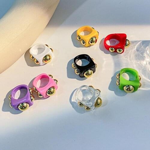 Finger Ring Geometric Trendy Women All Match Metal Ball Ring Party Fashion Jewelry