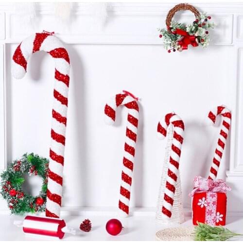 Candy Cane Ornament Glitter Christmas Canes Decorations Tree Hanging Crutch Pendant for New Year Holiday Xmas Decor 85AC