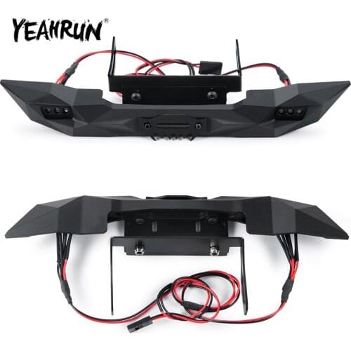YEAHRUN Metal Front Bumper with Led Light for 1/10 RC Crawler Car Traxxas TRX4 Axial SCX10 SCX10 II 90046 90047 Upgrade Parts