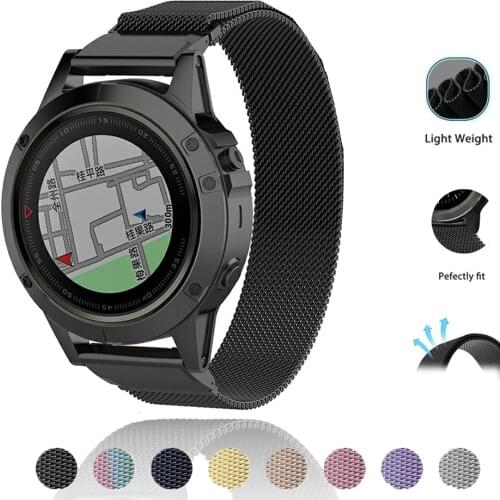 26 22 20mm Metal Band For Garmin Fenix 6S 6X 6 Pro Fenix 5X 5 5S 3HR Magnetic Loop Straps Quick Release Stainless Steel Bracelet