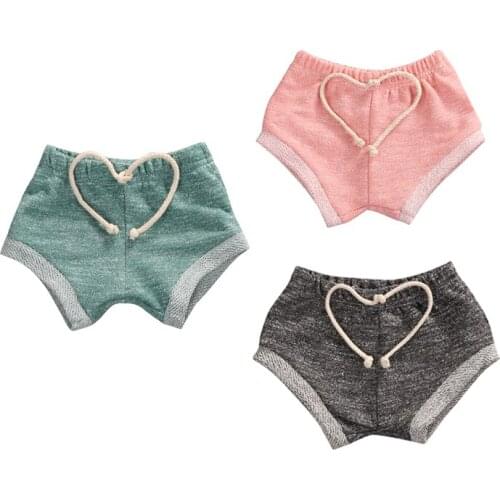 Fashion Casual Cotton Summer Newborn Baby Girls Regular Drawstring Mid Waist Solid Bloomers Shorts 3 Style Outfit 3M-4Y