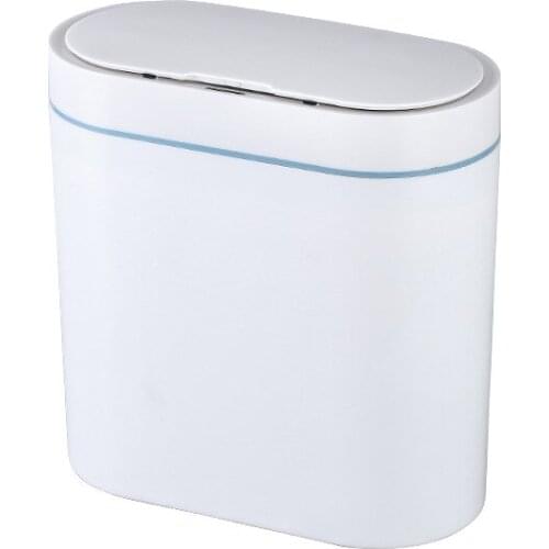 8L Smart Sensor Trash Can Plastic Waterproof Auto-sensing Household Bathroom Narrow Seam Garbage Can Oval